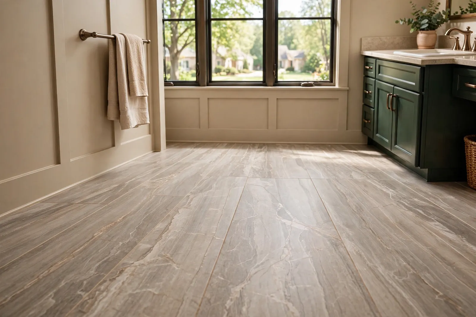 Bathroom Flooring Installation —  Flooring-Led Remodel in Pinefield by Waldorf Bathroom Remodeling Company