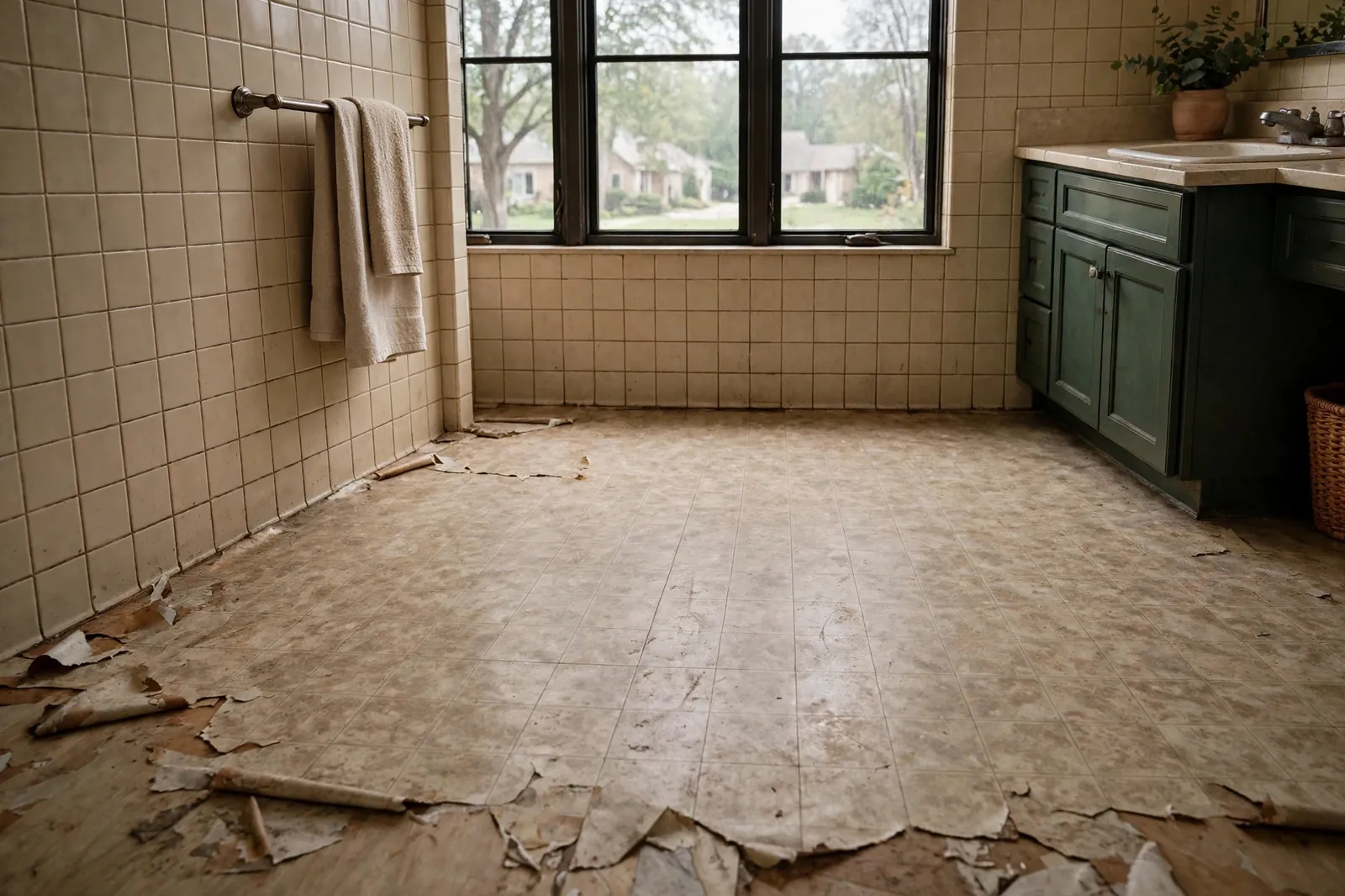 Before photo, Flooring-Led Remodel in Pinefield, by Waldorf Bathroom Remodeling Company