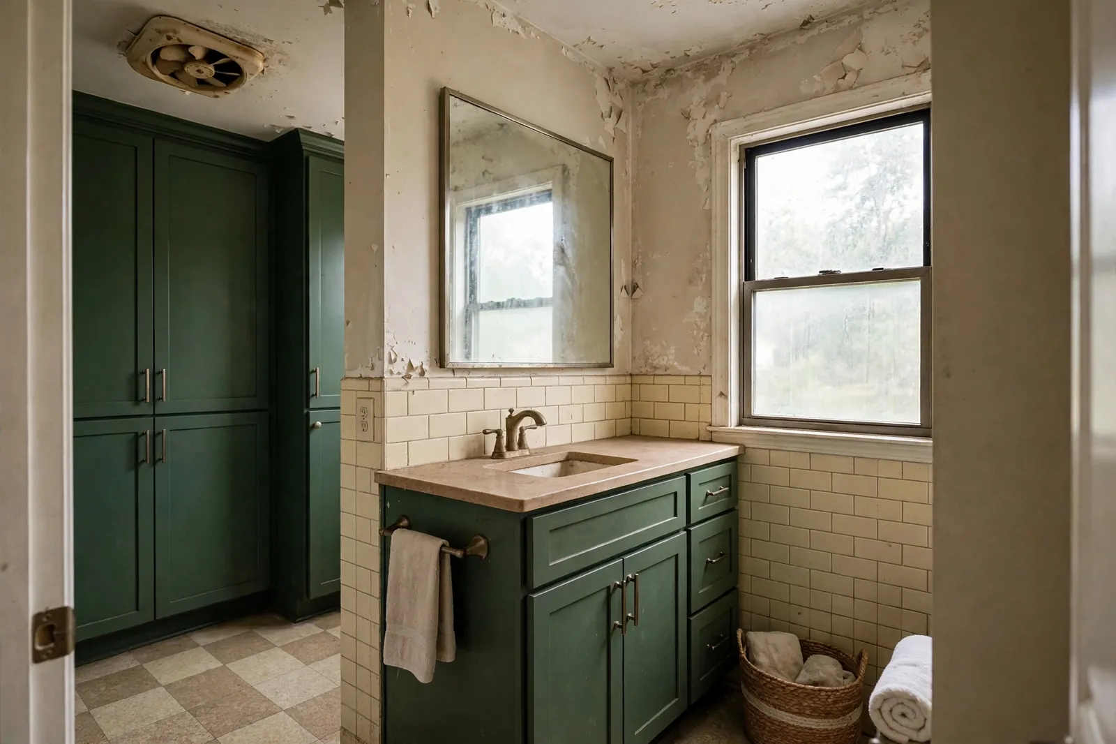 Before photo, Ventilation Correction in a Full Bathroom Project in Bannister, by Waldorf Bathroom Remodeling Company
