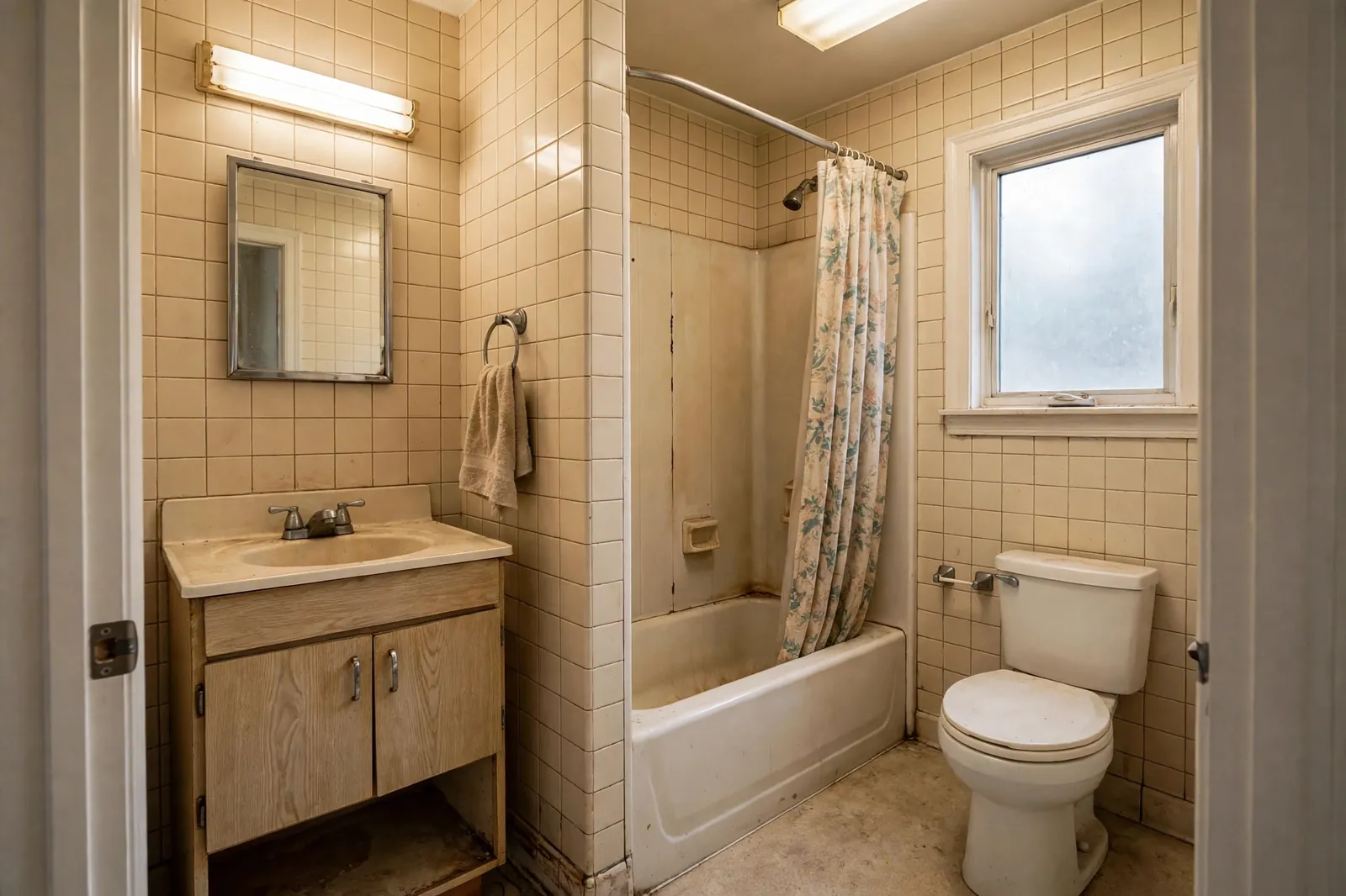 Before photo, Small Bathroom Remodeling in Bannister, by Waldorf Bathroom Remodeling Company