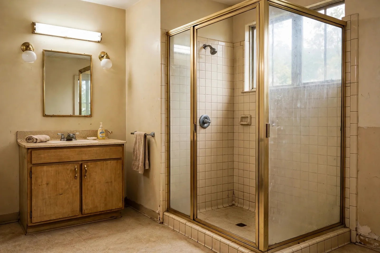 Before photo, Steam Shower Installation in Carrington, by Waldorf Bathroom Remodeling Company
