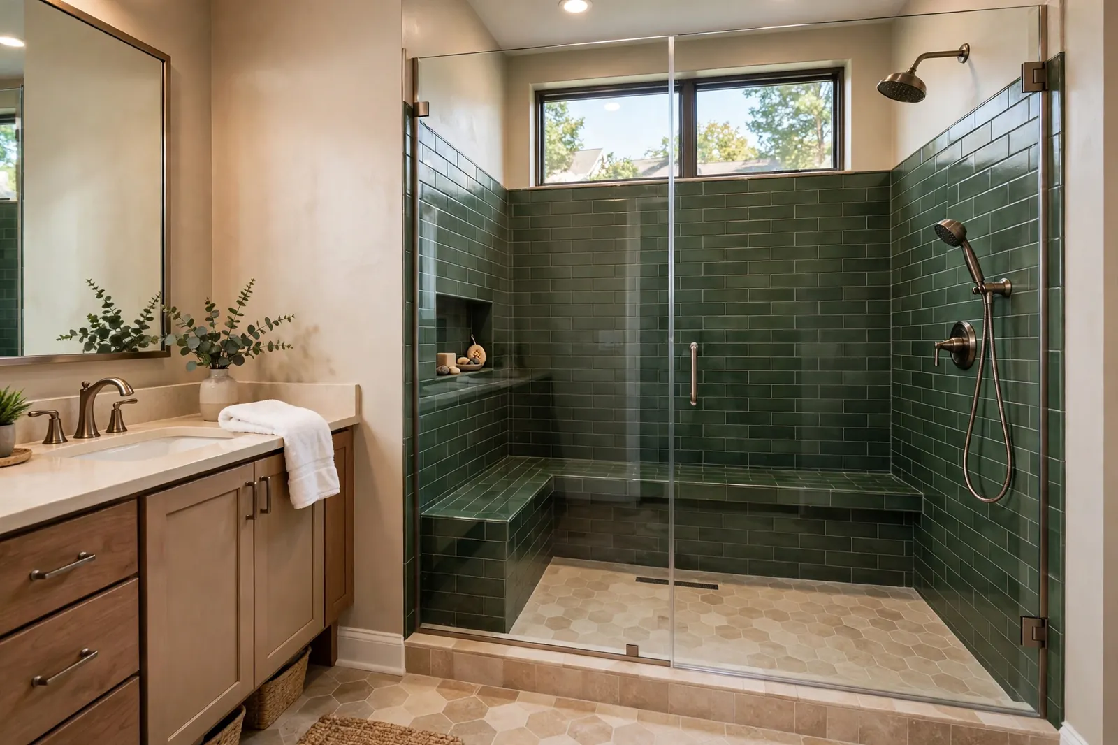 After photo,  Tub to Shower Conversion in St. Charles, by Waldorf Bathroom Remodeling Company